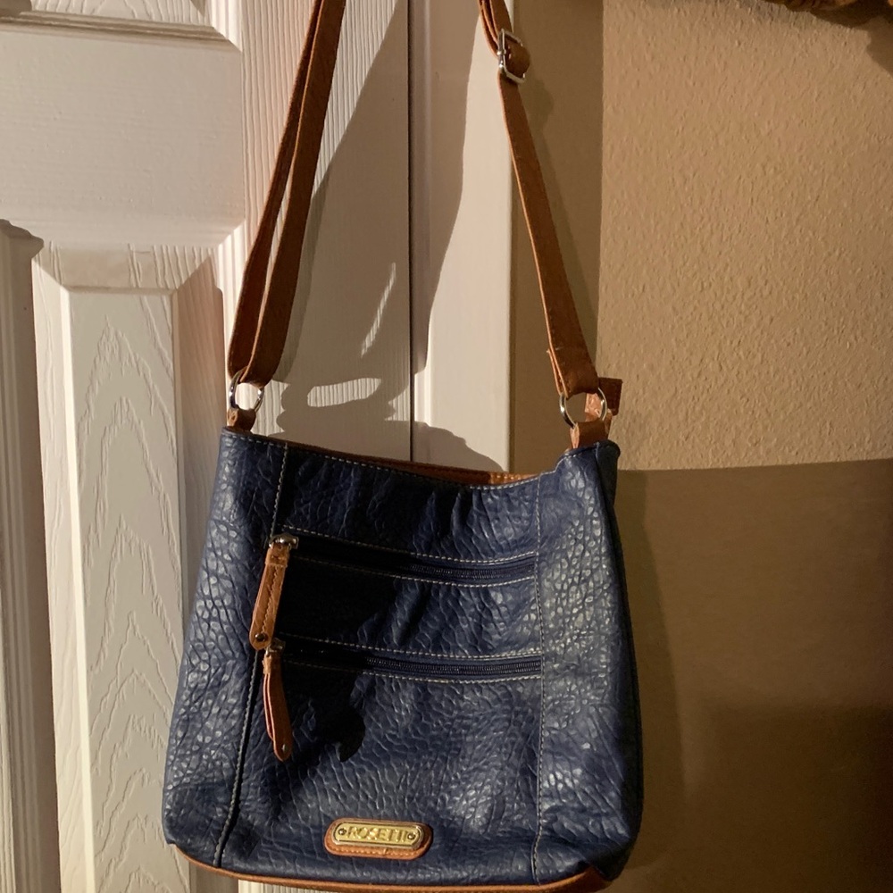 Rosetti Blue and Brown Crossbody Bag